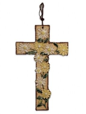 Daisy Flower Ceramic Wall Cross